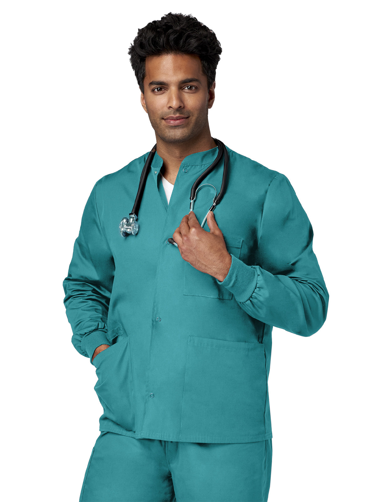 Unisex 4-Pocket Snap Front Jacket - 14780 - Teal