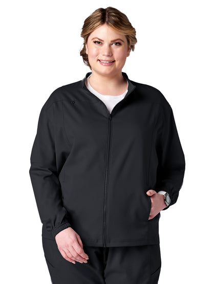 Unisex 2-Pocket Zip Front Scrub Jacket - 15220 - Black