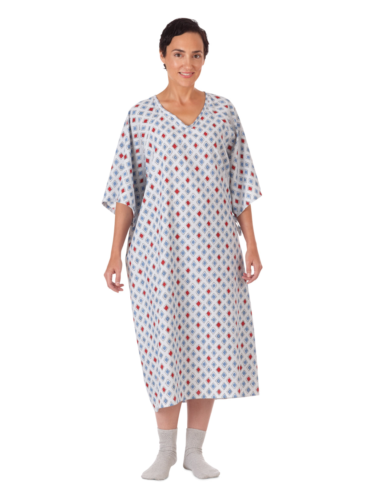 Unisex Patient Gown - 45313 - Blue/Mauve Atlantis