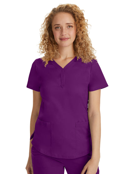 Women's Triple-Needle Stitching Top - 2167 - Eggplant