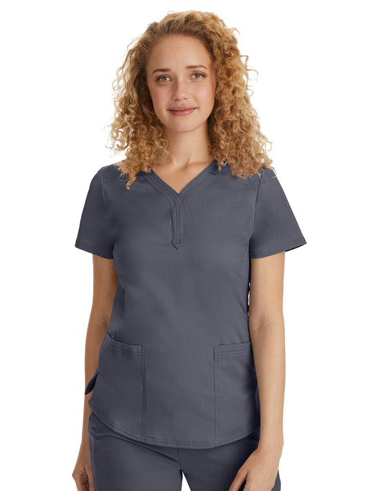 Women's Triple-Needle Stitching Top - 2167 - Pewter