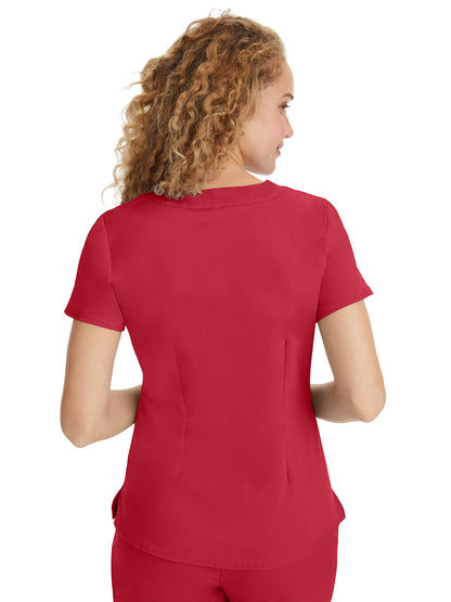 Women's Triple-Needle Stitching Top - 2167 - Red