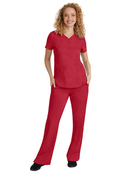 Women's Triple-Needle Stitching Top - 2167 - Red