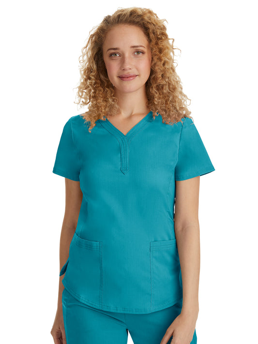 Women's Triple-Needle Stitching Top - 2167 - Teal