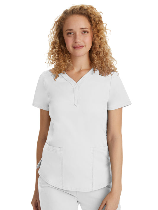 Women's Triple-Needle Stitching Top - 2167 - White