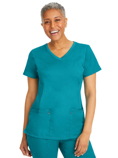 Women's Stylish V-Neck Top - 2245 - Teal