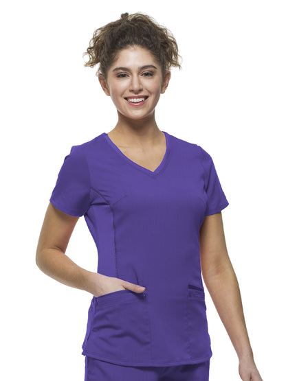 Women's Stylish V-Neck Top - 2245 - True Grape