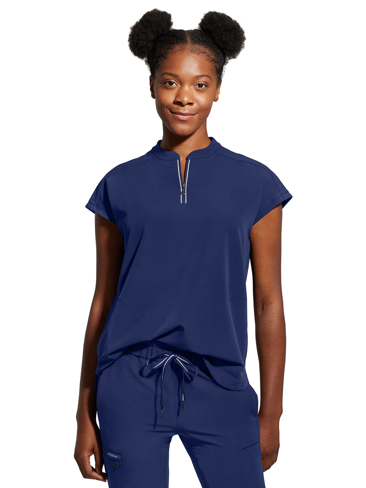 Women's Mandarin Collar Top - 2286 - Navy