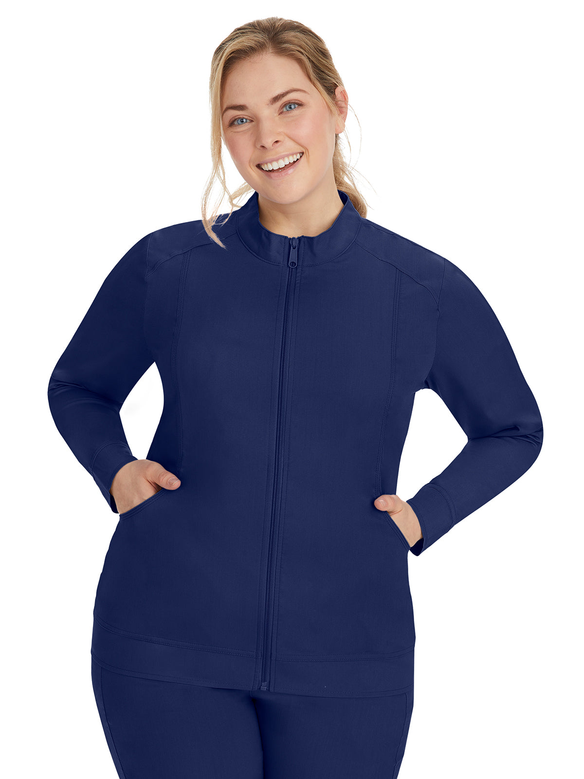 Women's Mandarin Collar Scrub Jacket - 5038 - Navy