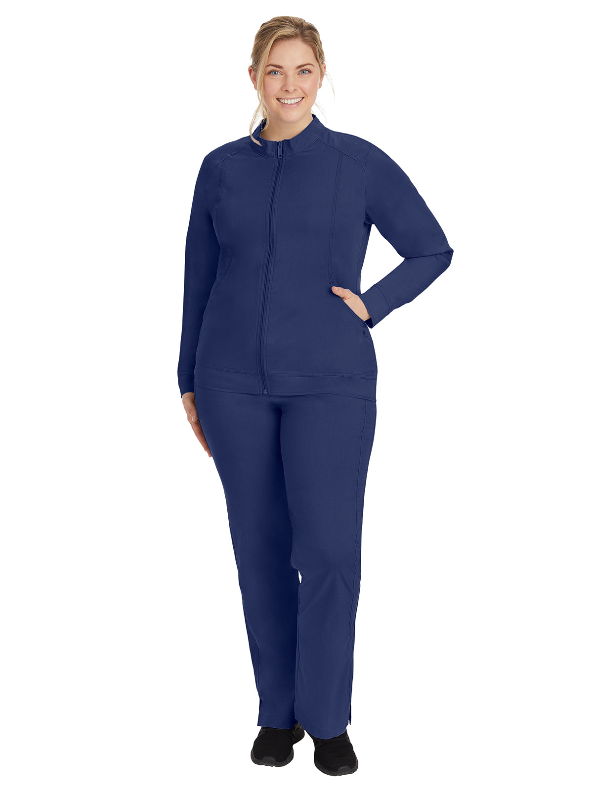 Women's Mandarin Collar Scrub Jacket - 5038 - Navy