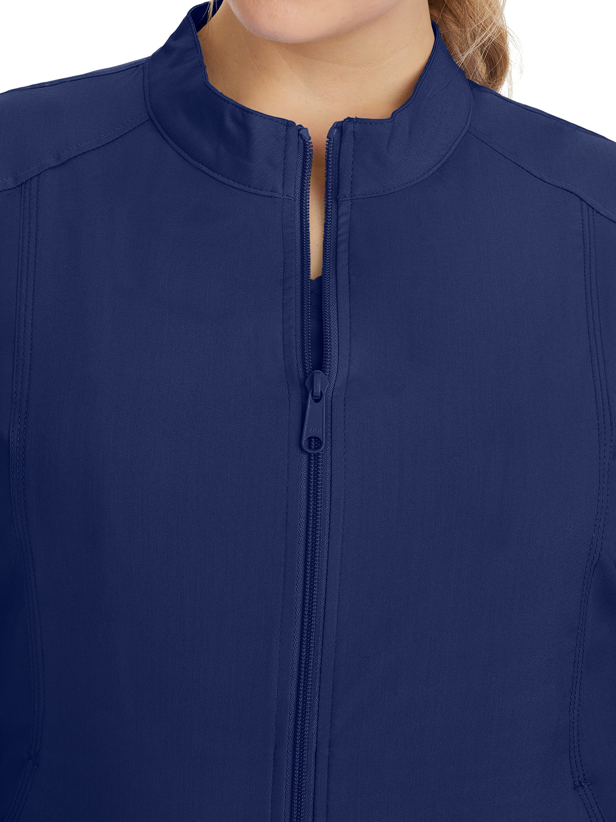 Women's Mandarin Collar Scrub Jacket - 5038 - Navy