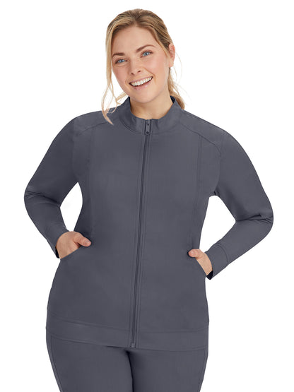 Women's Mandarin Collar Scrub Jacket - 5038 - Pewter