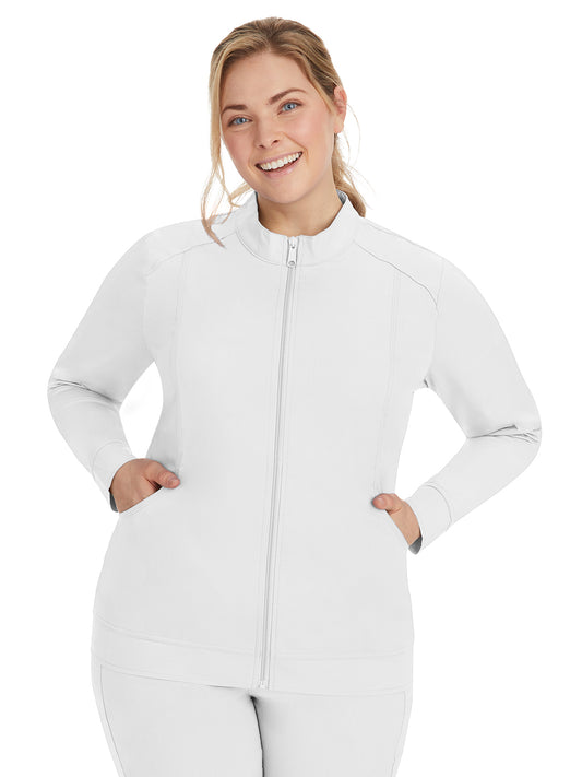 Women's Mandarin Collar Scrub Jacket - 5038 - White