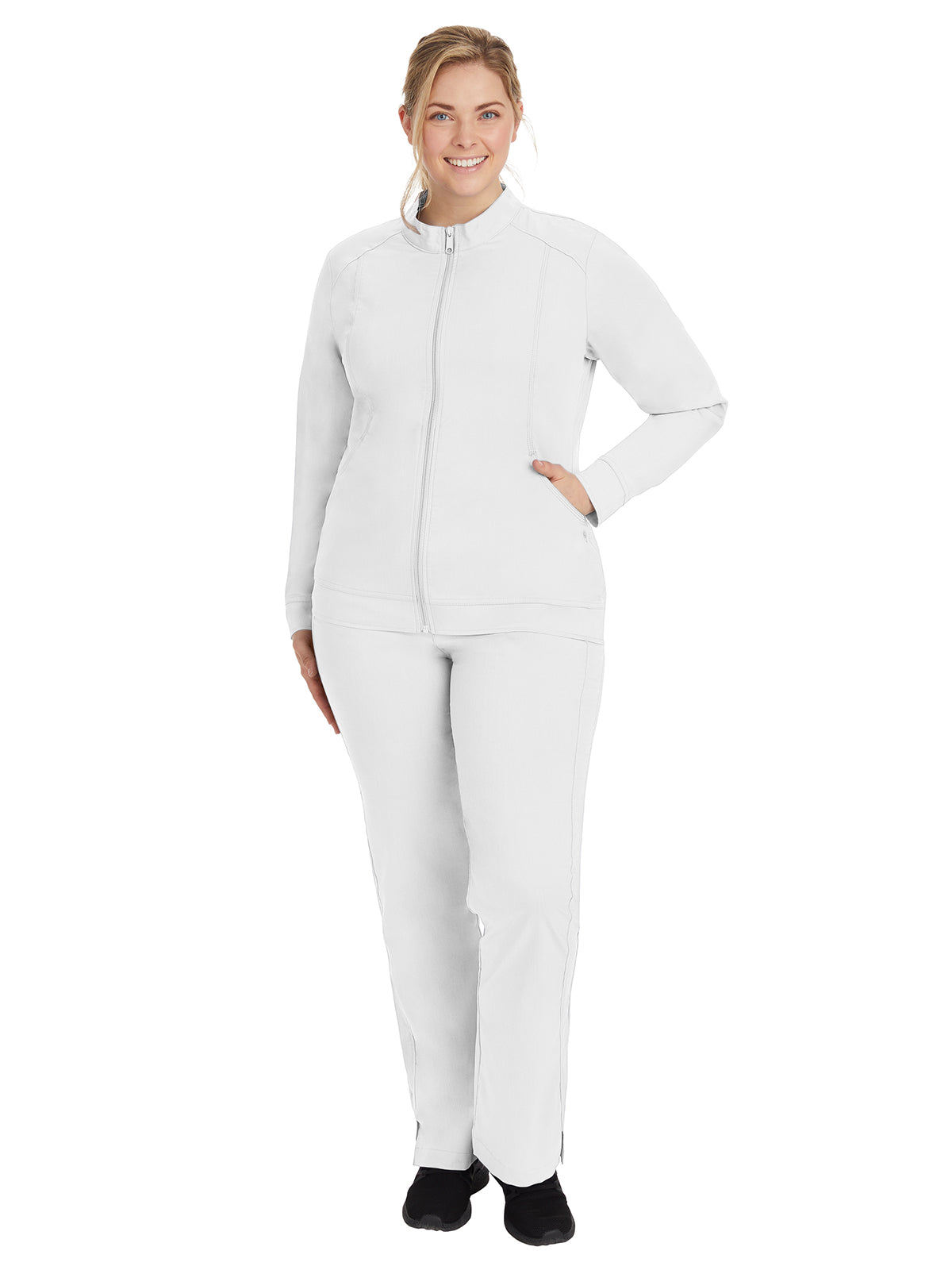 Women's Mandarin Collar Scrub Jacket - 5038 - White