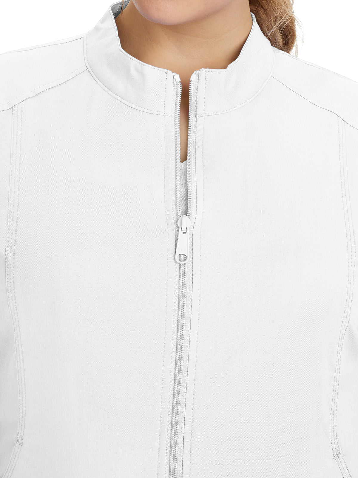 Women's Mandarin Collar Scrub Jacket - 5038 - White