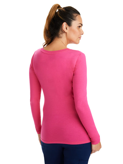 Women's Long Sleeve Underscrub Tee - 5047 - Carnation Pink
