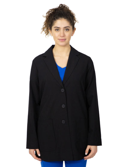 Women's Two-Pocket 31" Consultation Notched Collar Lab Coat - 5053 - Black