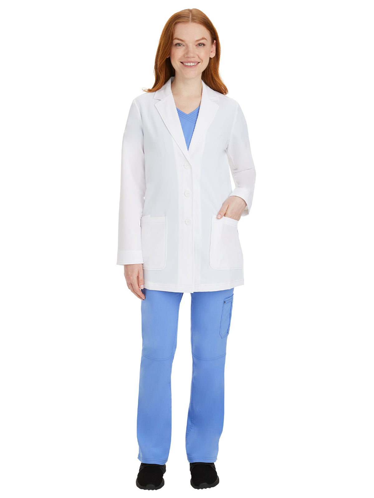 Women's Notched Collar Lab Coat - 5053 - White