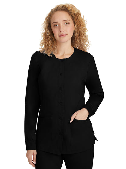 Women's Snap-Front Scrub Jacket - 5063 - Black