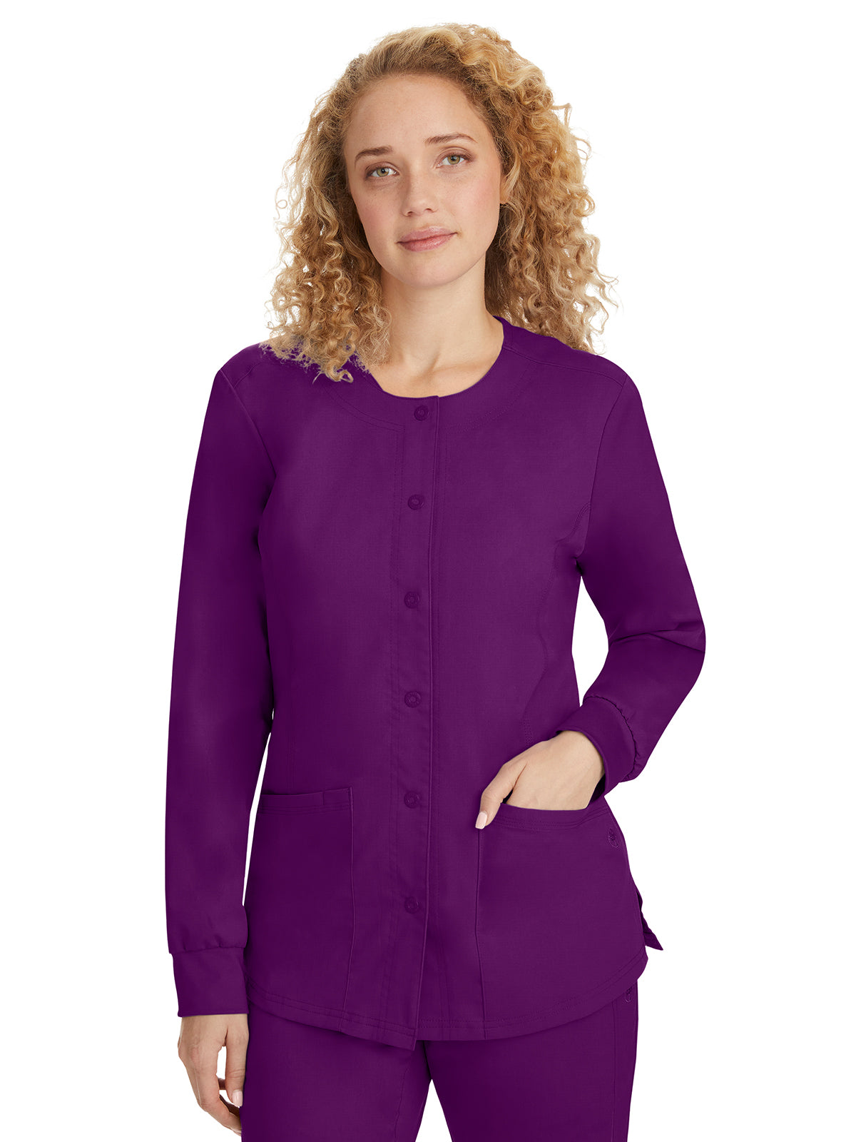 Women's Snap-Front Scrub Jacket - 5063 - Eggplant