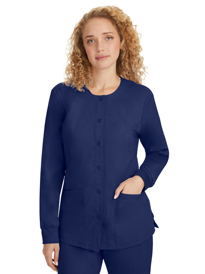 Women's Snap-Front Scrub Jacket - 5063 - Navy