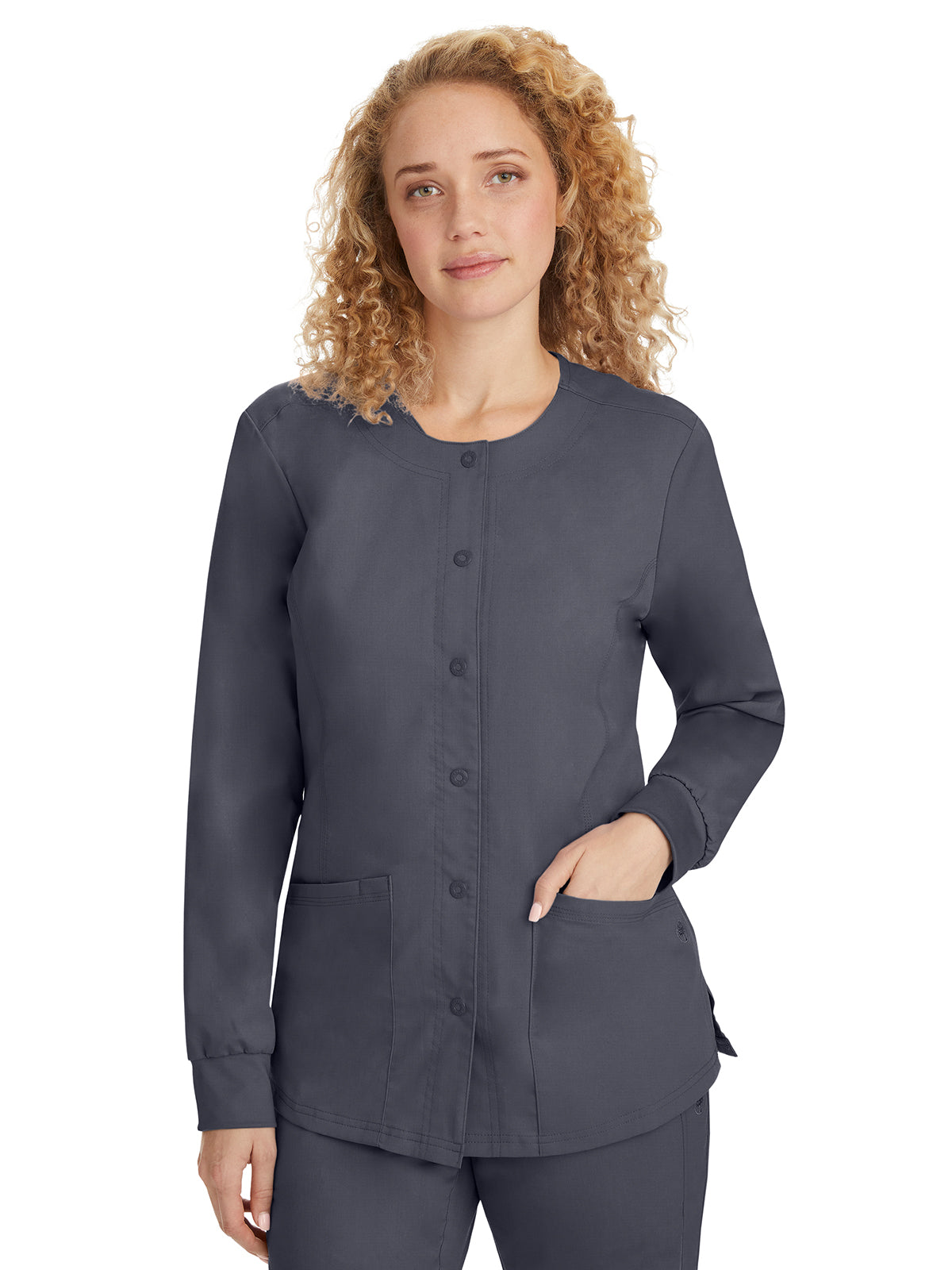 Women's Snap-Front Scrub Jacket - 5063 - Pewter