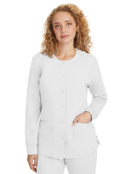 Women's Snap-Front Scrub Jacket - 5063 - White