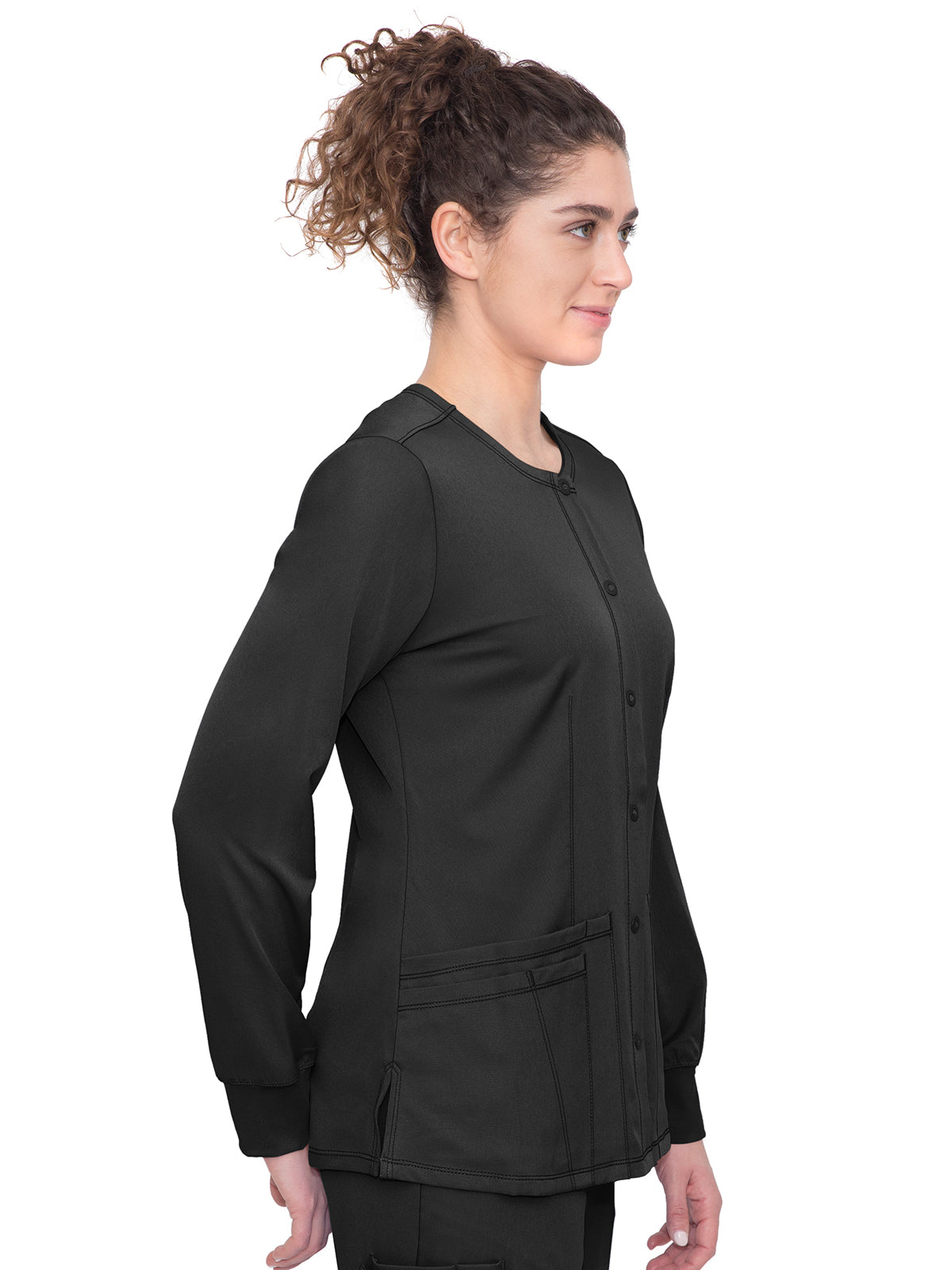 Women's Snap Front Scrub Jacket - 5500 - Black