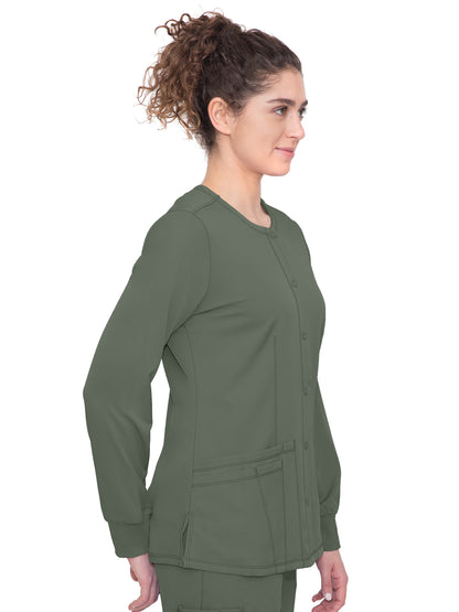 Women's Snap Front Scrub Jacket - 5500 - Olive
