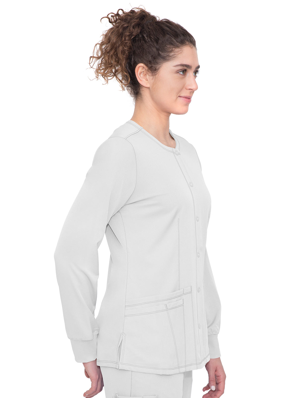 Women's Snap Front Scrub Jacket - 5500 - White