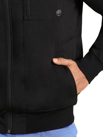 Men's Rib-Knit Scrub Jacket - 5530 - Black