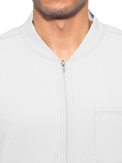 Men's Zip Closure Scrub Jacket - 5590 - White