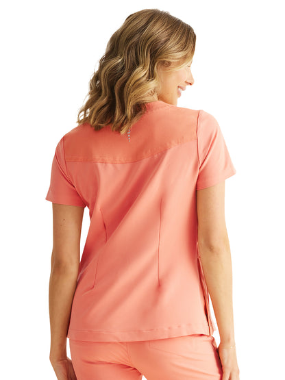 Women's 1-Pocket V-Neck Scrub Top - 700 - Burnt Coral