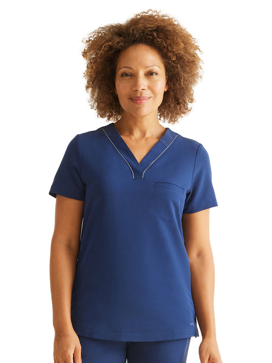 Women's 1-Pocket V-Neck Scrub Top - 700 - Navy