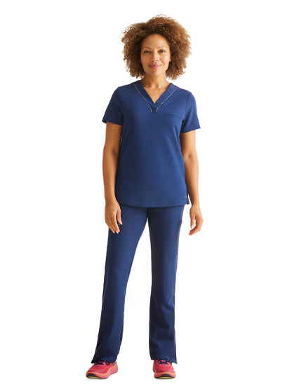 Women's 1-Pocket V-Neck Scrub Top - 700 - Navy