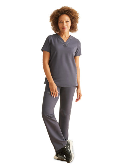 Women's 1-Pocket V-Neck Scrub Top - 700 - Pewter