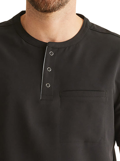 Men's 1-Pocket Mandarin Collar Scrub Top - 701 - Black