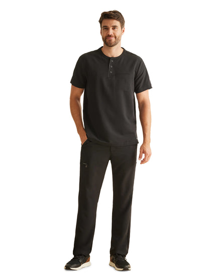 Men's 1-Pocket Mandarin Collar Scrub Top - 701 - Black