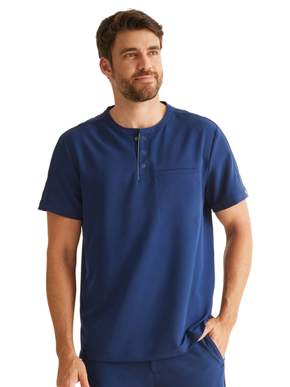 Men's 1-Pocket Mandarin Collar Scrub Top - 701 - Navy