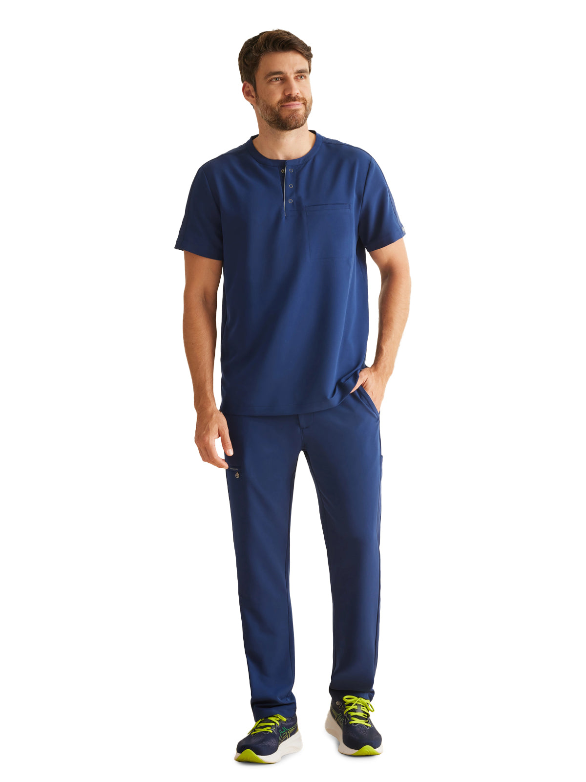 Men's 1-Pocket Mandarin Collar Scrub Top - 701 - Navy