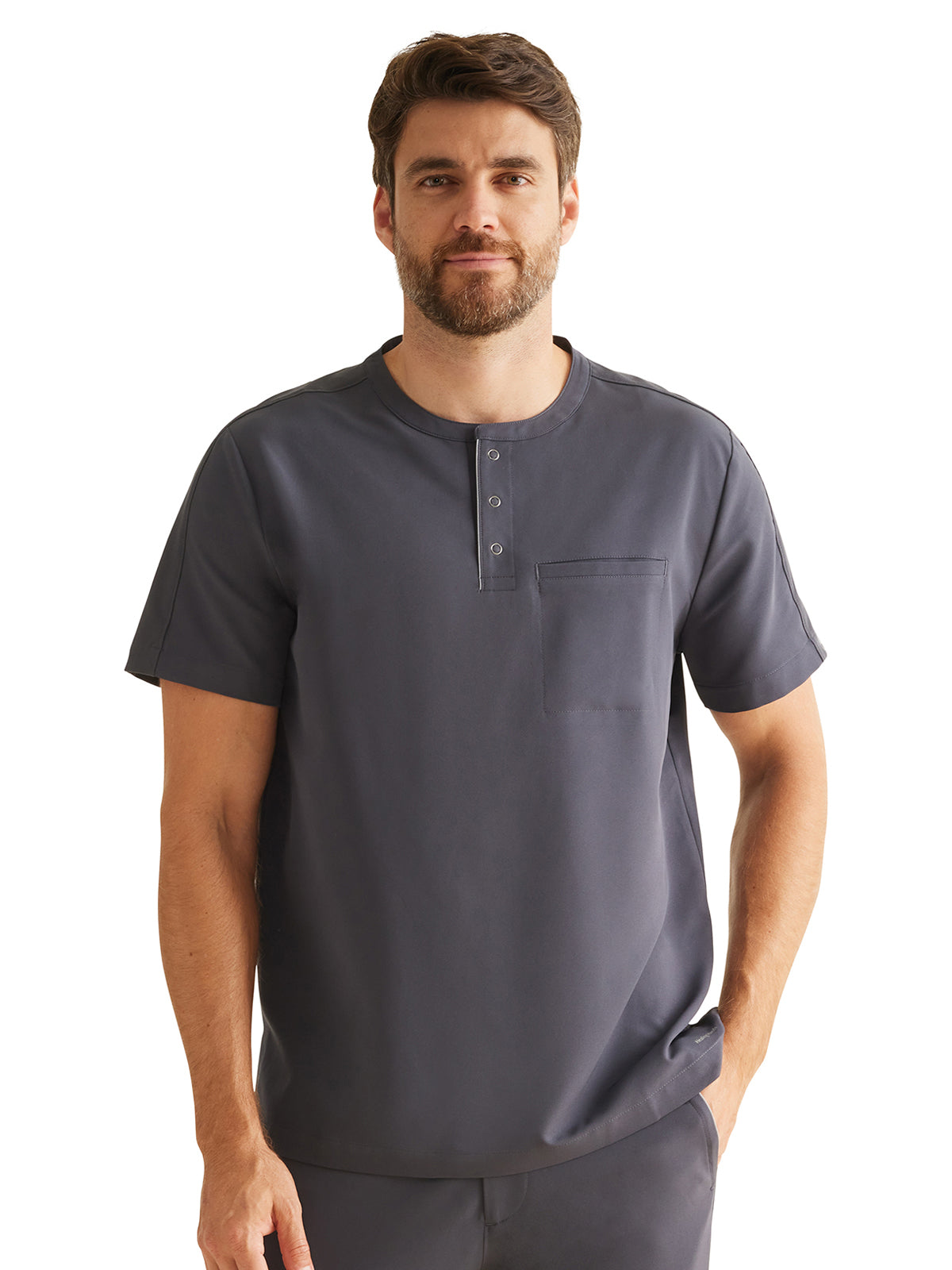 Men's 1-Pocket Mandarin Collar Scrub Top - 701 - Pewter