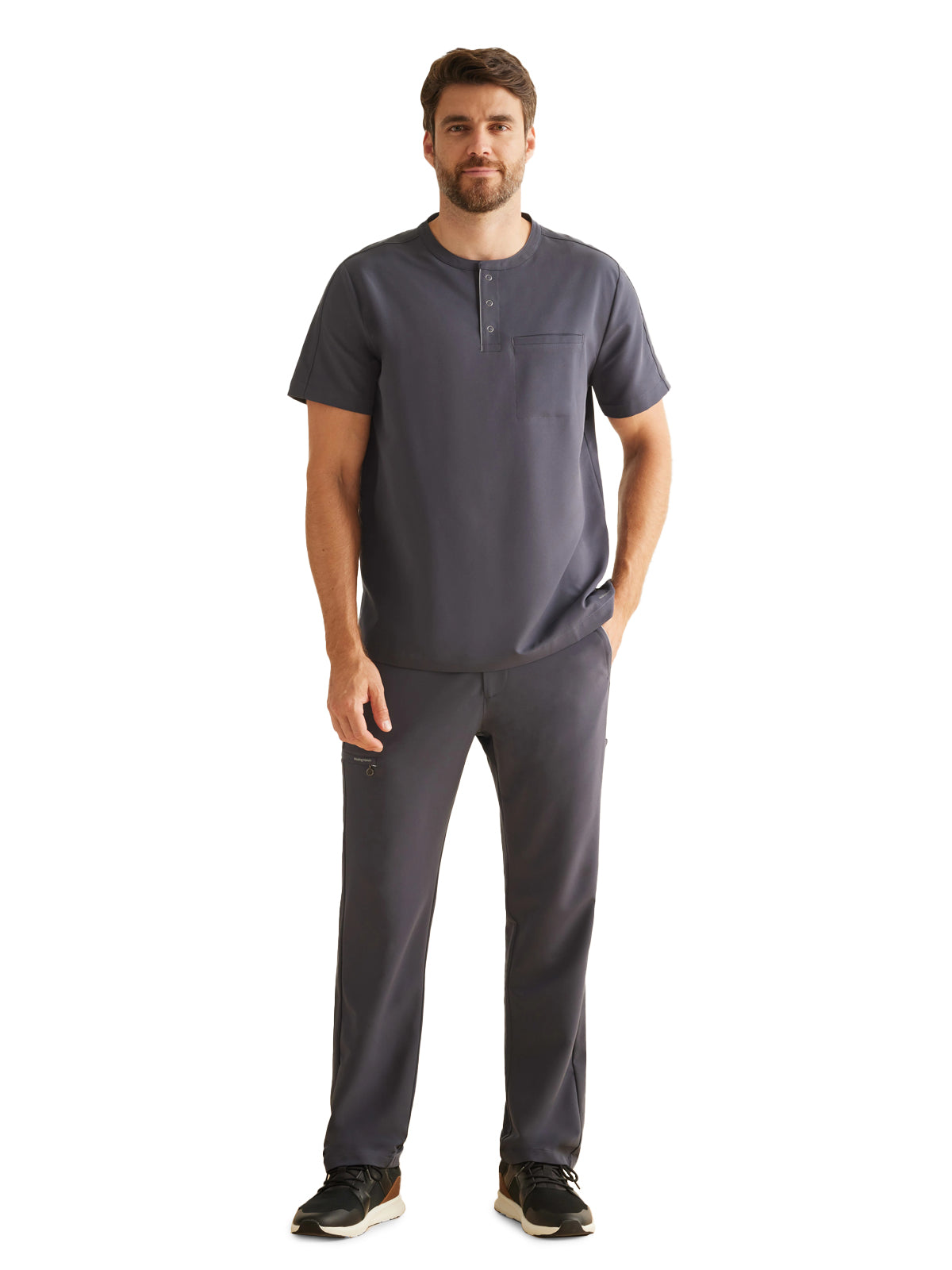 Men's 1-Pocket Mandarin Collar Scrub Top - 701 - Pewter