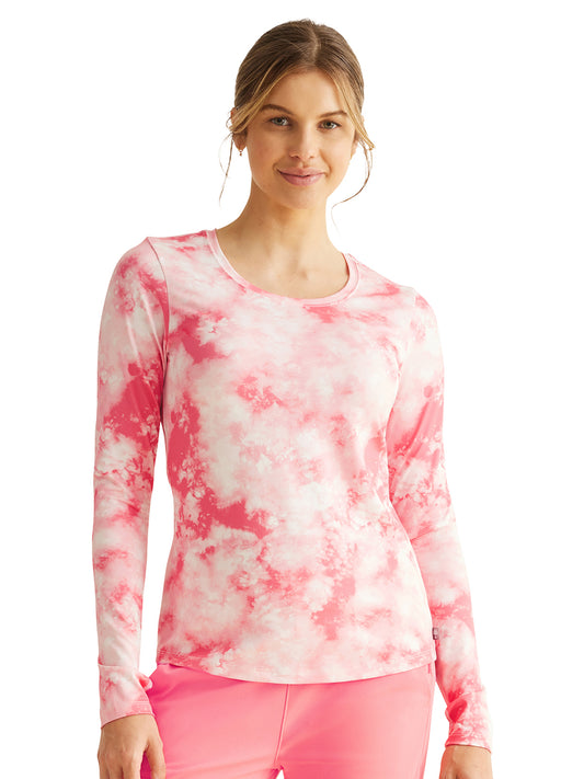 Women's Pocketless Printed Performance Tee - 805 - Tide Dye French Pink