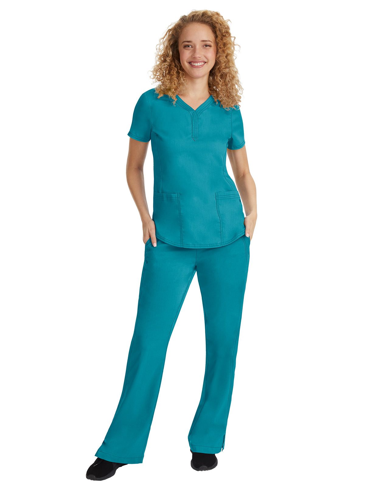 Women's Flat Front Pant - 9095 - Teal