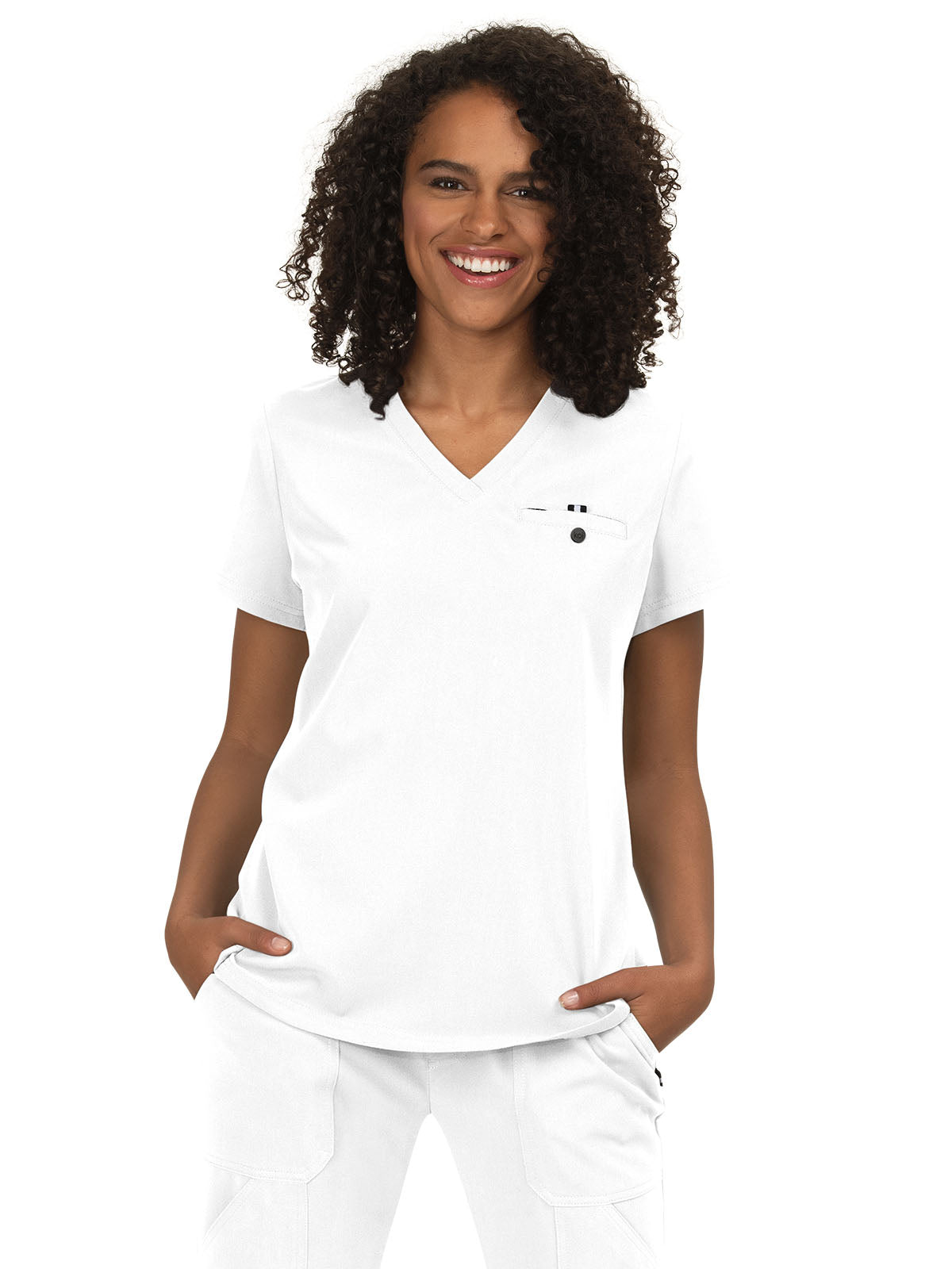 Women's 1-Pocket Tuck-In Ready to Work Scrub Top - 1010 - White