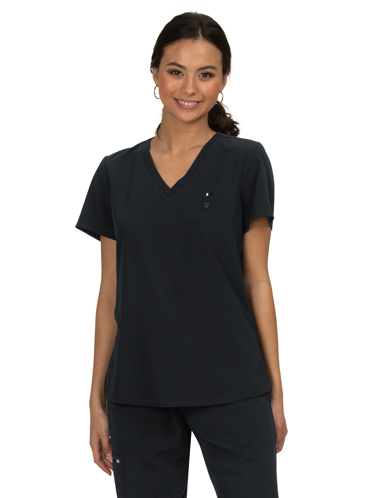 Women's 1-Pocket Tuck-In Ready to Work Scrub Top - 1010 - Black