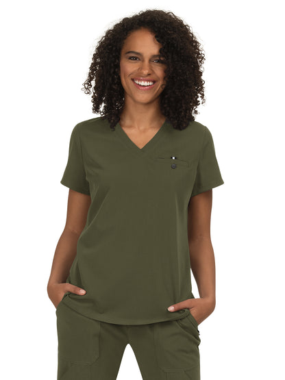 Women's 1-Pocket Tuck-In Ready to Work Scrub Top - 1010 - Olive Green