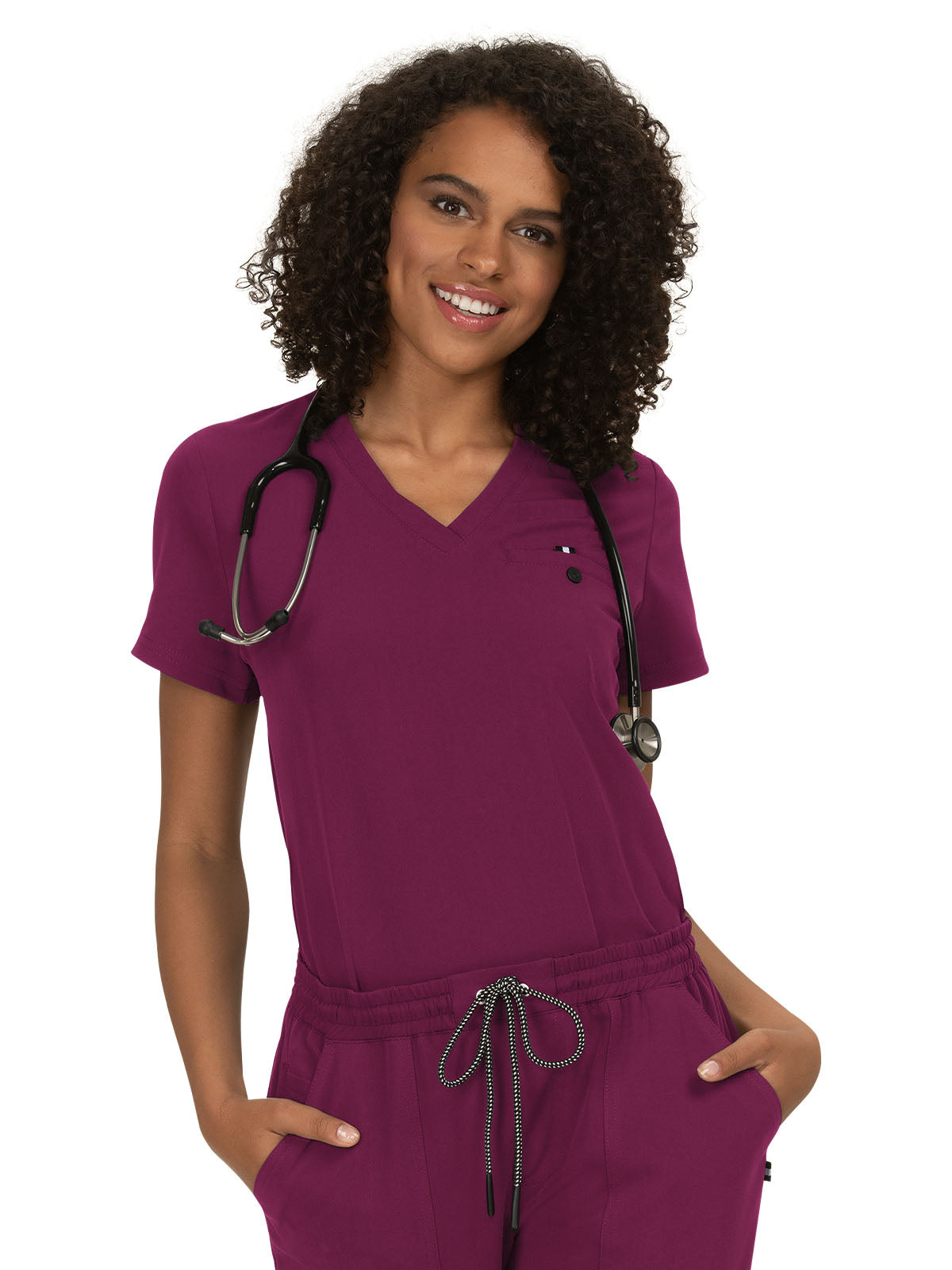 Women's 1-Pocket Tuck-In Ready to Work Scrub Top - 1010 - Wine