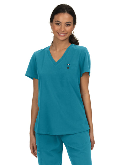 Women's 1-Pocket Tuck-In Ready to Work Scrub Top - 1010 - Teal