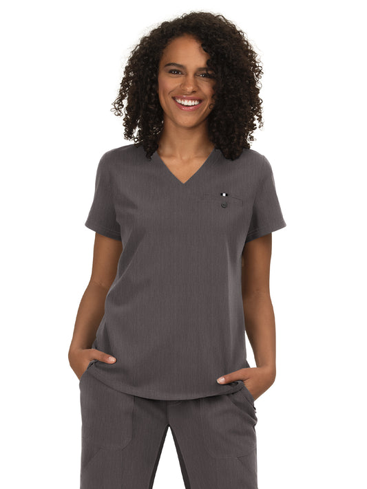 Women's 1-Pocket Tuck-In Ready to Work Scrub Top - 1010 - Heather Grey